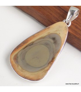 Pendentif Jaspe impérial jaune kaki argent 925 véritable certifié