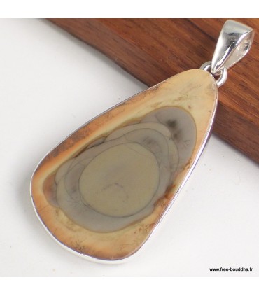 Pendentif Jaspe impérial jaune kaki argent 925 véritable certifié
