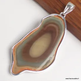 Grand Pendentif Jaspe impérial rouille kaki - Bijoux en Jaspe Impérial