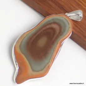 Grand Pendentif Jaspe impérial rouille kaki - Bijoux en Jaspe Impérial