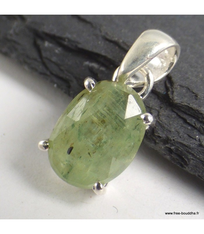 Pendentif Cyanite verte facettée argent 925 poinçonné authentique