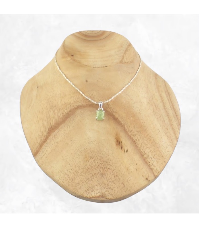 Pendentif Cyanite verte facettée argent 925 poinçonné authentique