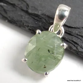 Pendentif Cyanite verte facettée ronde - Bijoux en Cyanite