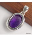 Pendentif Ovale Améthyste Cabochon – Argent 925 Certifié