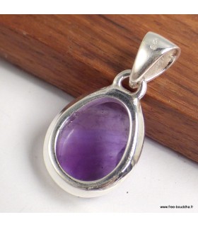 Pendentif Améthyste Violette Damier – Argent 925 Certifié
