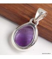 Pendentif Améthyste Violette Damier – Argent 925 Certifié