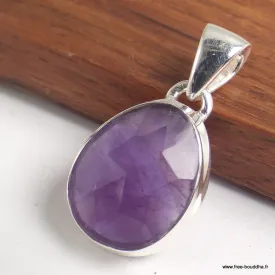 Pendentif en Améthyste violette taille damier - Bijoux en Améthyste