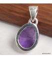 Pendentif Améthyste taille damier – Argent 925 Fait Main