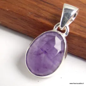 Pendentif en Améthyste taille damier - Bijoux en Améthyste