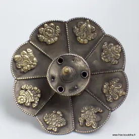 Porte-encens tibétain Lotus en métal vieilli - Porte-encens tibétains