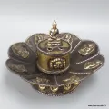 Porte-encens tibétain Lotus et Bouddha cuivre vieilli - Porte-encens tibétains