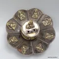 Porte-encens tibétain Lotus et Bouddha cuivre vieilli - Porte-encens tibétains