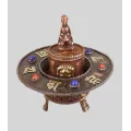 Brûleur d'encens tibétain rond orné de Mantra - Porte-encens tibétains