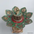Brûleur d'encens orné des signes auspicieux cuivre pierres - Porte-encens tibétains