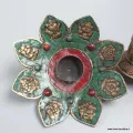 Brûleur d'encens orné des signes auspicieux cuivre pierres - Porte-encens tibétains