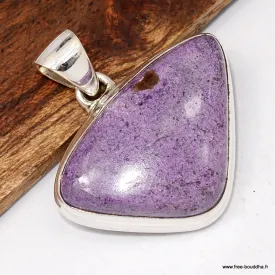 Pendentif Stichtite triangulaire en argent 925 - Pendentifs pierres naturelles