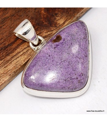 Stichtite triangulaire naturelle – Pendentif argent 925 certifié