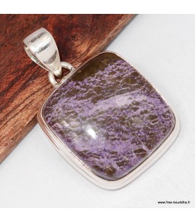 Stichtite carrée authentique – Pendentif argent 925 unique