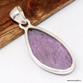 Pendentif Stichtite naturelle asymétrique en argent 925 - Pendentifs pierres naturelles