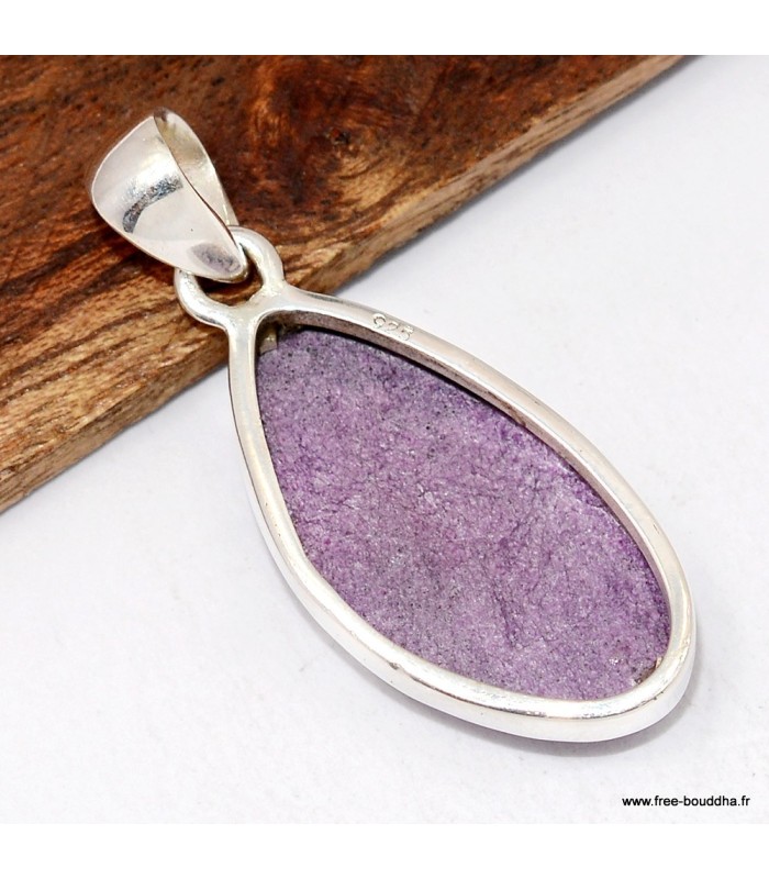 Pendentif Stichtite violette asymétrique – Argent 925 poinçonné