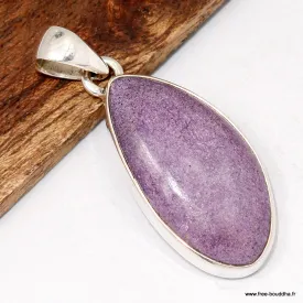 Pendentif Stichtite naturelle asymétrique en argent 925 - Pendentifs pierres naturelles