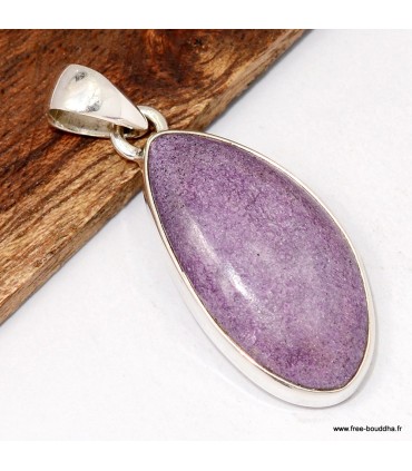 Pendentif Stichtite violette asymétrique – Argent 925 poinçonné