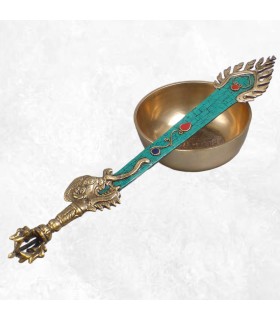 Épée de Manjushri en métal et laiton sertie de pierres naturelles