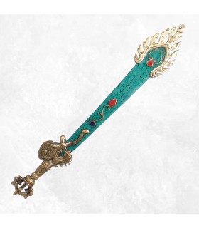 Épée de Manjushri en métal et laiton sertie de pierres naturelles
