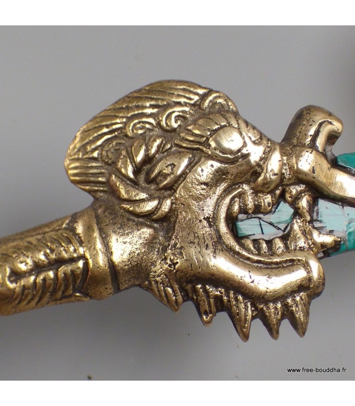 Épée de Manjushri en métal et laiton sertie de pierres naturelles