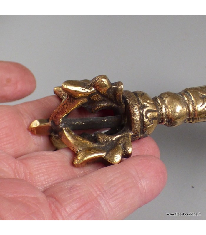 Épée de Manjushri en métal et laiton sertie de pierres naturelles