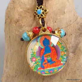 Porte-clé tibétain Bouddha de Médecine, amulette bouddhiste - Amulette bouddhiste, porte-clé