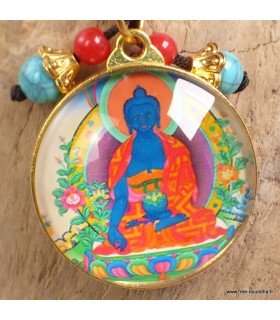 Porte-clé Bouddha de Médecine en laiton et verre – Népal