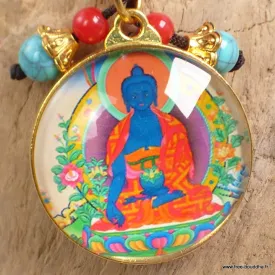 Porte-clé tibétain Bouddha de Médecine, amulette bouddhiste - Amulette bouddhiste, porte-clé