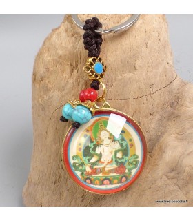 Porte-clé Tara Blanche en laiton et verre – fabrication Népal