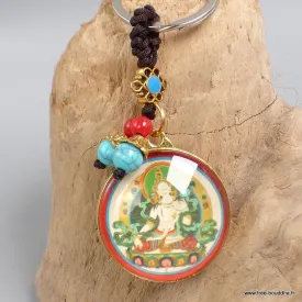 Porte-clé Tara blanche, amulette divinité bouddhiste - Amulette bouddhiste, porte-clé