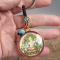 Porte-clé Tara blanche, amulette divinité bouddhiste - Amulette bouddhiste, porte-clé