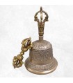 Cloche tibétaine bronze 17 cm avec mantra de Chenrezi – Népal