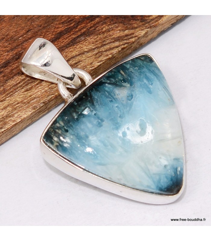 Pendentif Glaciérite Blue Ice triangulaire en Argent 925 – Certifié