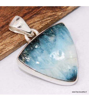 Pendentif Glaciérite Blue Ice triangulaire en Argent 925 – Certifié