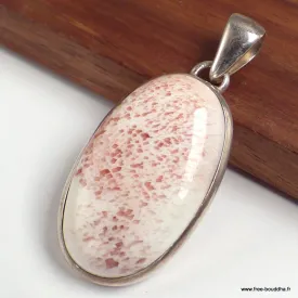Pendentif oval en Scolecite orange argent 925 - Pendentifs pierres naturelles