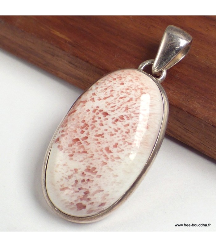 Pendentif Scolecite orange – Argent 925 authentique