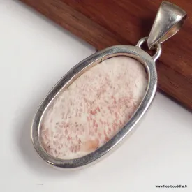 Pendentif oval en Scolecite orange argent 925 - Pendentifs pierres naturelles