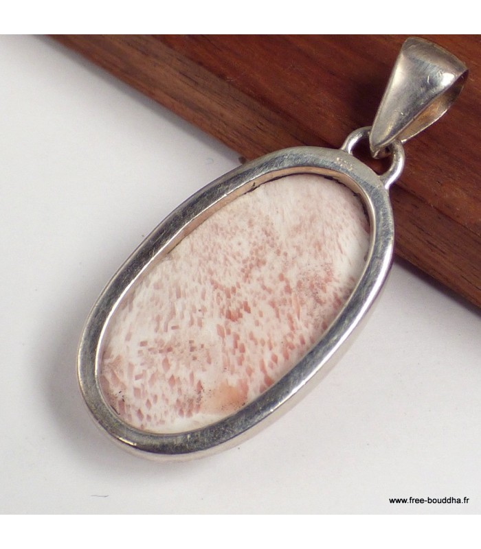 Pendentif Scolecite orange – Argent 925 authentique
