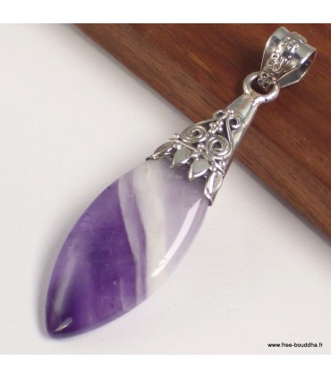 Pendentif Améthyste à Bandes – Argent 925 Moderne Certifié