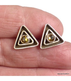 Boucles Citrine facettée triangulaire – Argent 925 certifié