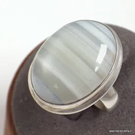 Bague Agate de Botswana ovale taille 58 - Bijoux en Agate