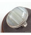 Bague Agate de Botswana ovale naturelle taille 58 – Argent 925