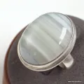 Bague Agate de Botswana ovale taille 58 - Bijoux en Agate