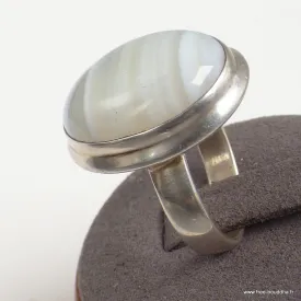 Bague Agate de Botswana ovale taille 58 - Bijoux en Agate