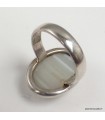 Bague Agate de Botswana ovale naturelle taille 58 – Argent 925